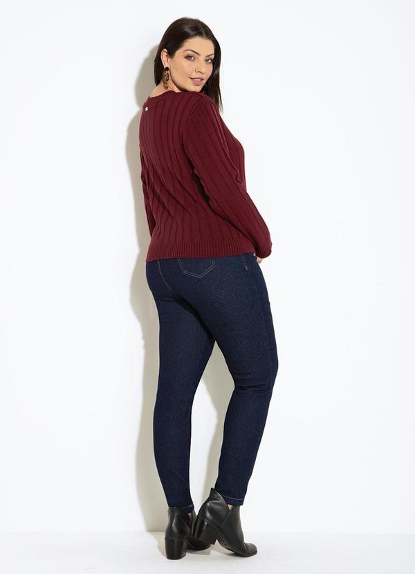 Quintess - Suéter em Tricô Canelado Bordô 10
