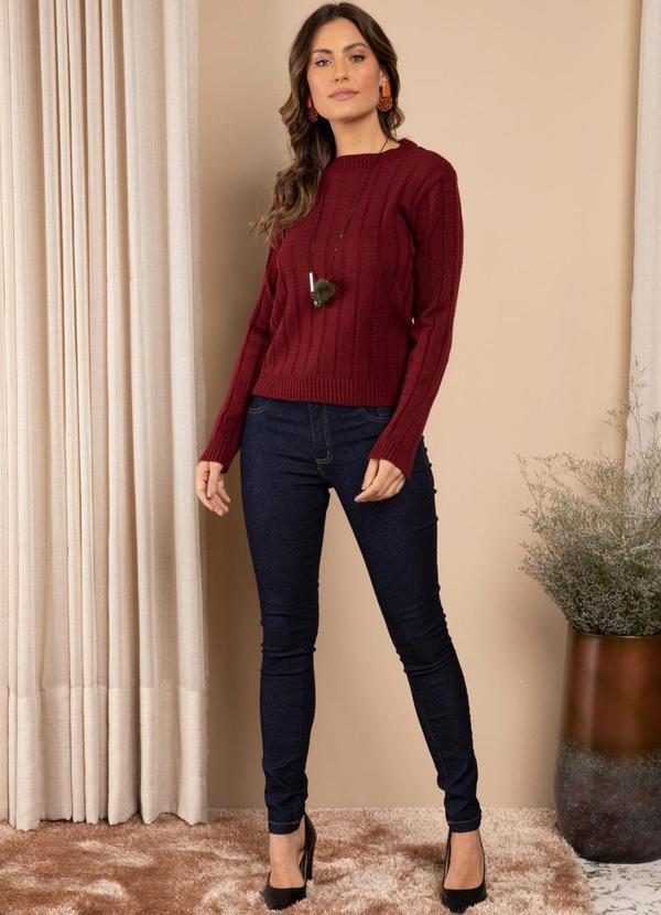 Quintess - Suéter em Tricô Canelado Bordô 6