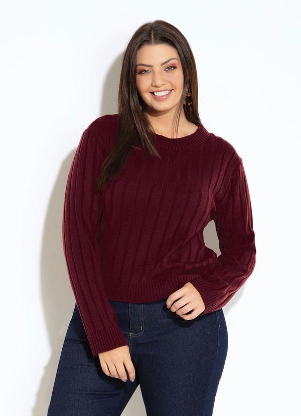 Quintess - Suéter em Tricô Canelado Bordô 7