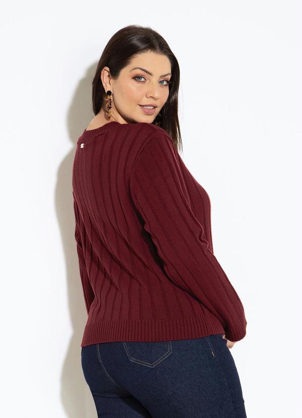 Quintess - Suéter em Tricô Canelado Bordô 8