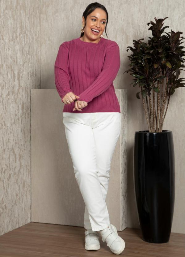 Quintess - Suéter em Tricô Canelado Pink 10