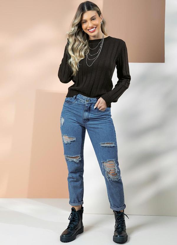 Quintess - Suéter em Tricô Canelado Preto 3