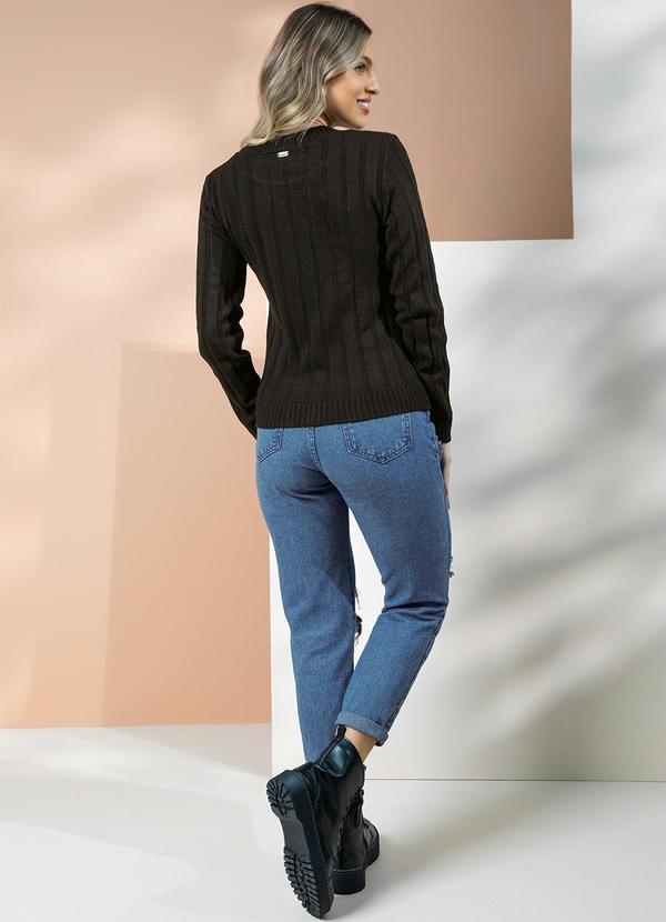 Quintess - Suéter em Tricô Canelado Preto 4