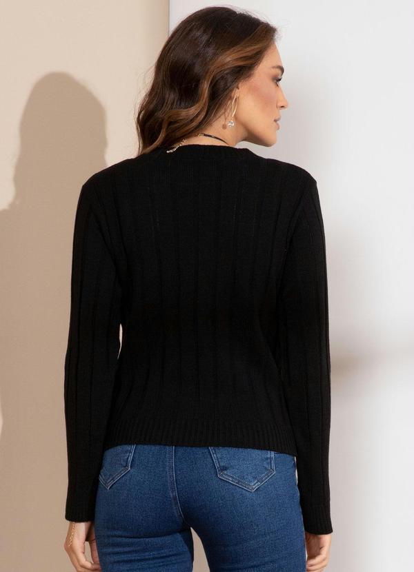 Quintess - Suéter em Tricô Canelado Preto 6