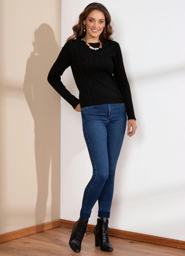 Quintess - Suéter em Tricô Canelado Preto 7