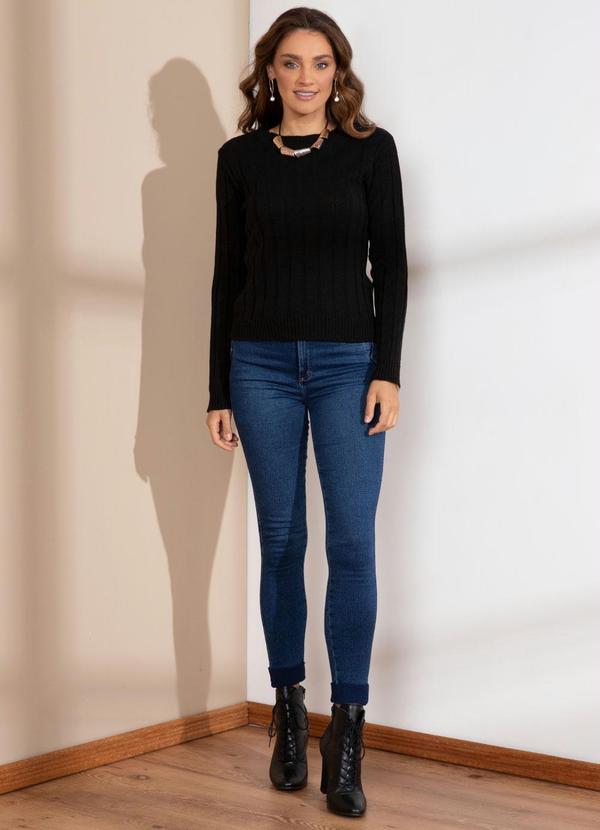 Quintess - Suéter em Tricô Canelado Preto 9