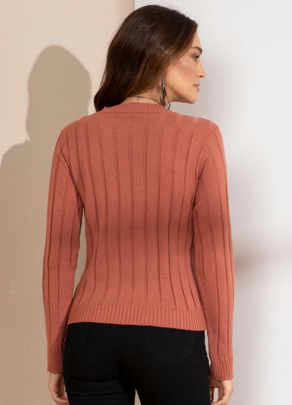 Quintess - Suéter em Tricô Canelado Telha 2