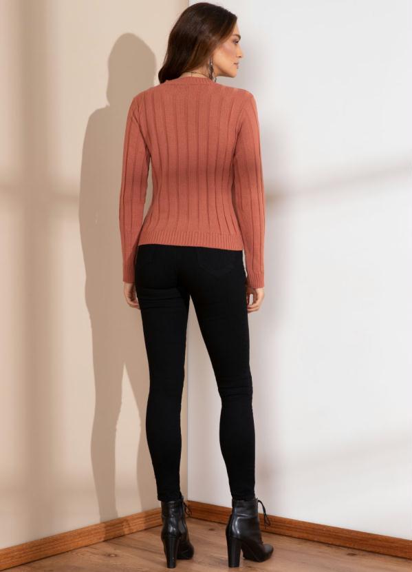 Quintess - Suéter em Tricô Canelado Telha 4