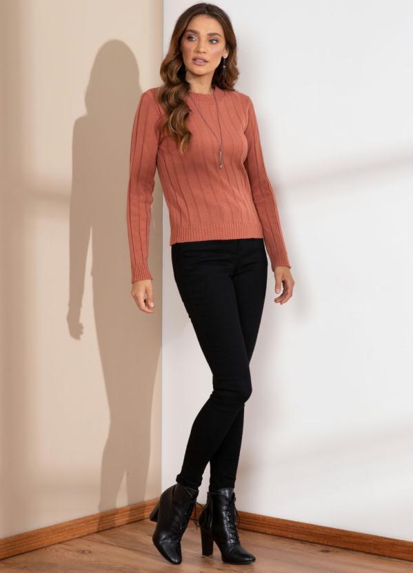 Quintess - Suéter em Tricô Canelado Telha 5