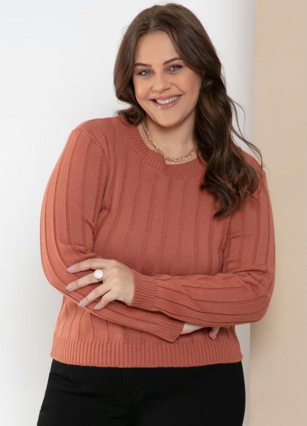 Quintess - Suéter em Tricô Canelado Telha 6