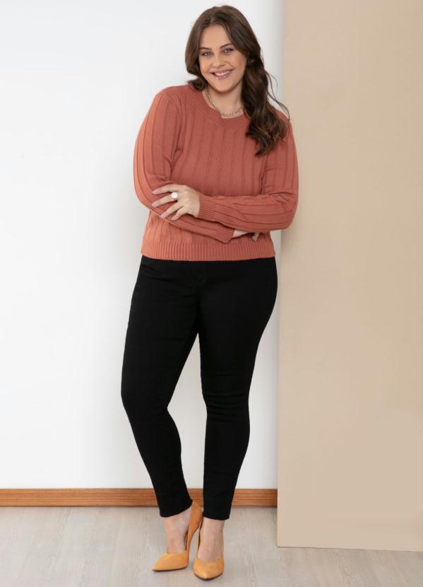 Quintess - Suéter em Tricô Canelado Telha 8