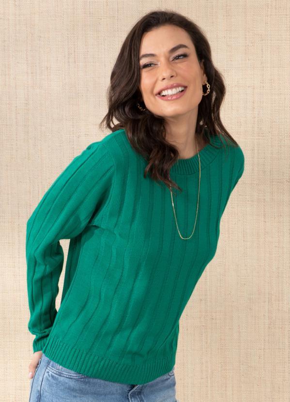 Quintess - Suéter em Tricô Canelado Verde Bandeira 11