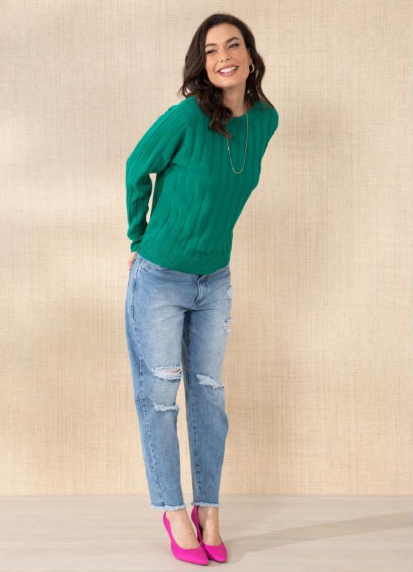 Quintess - Suéter em Tricô Canelado Verde Bandeira 12