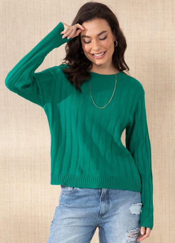 Quintess - Suéter em Tricô Canelado Verde Bandeira 7