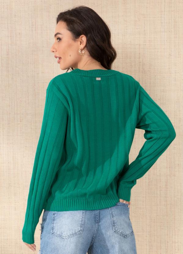 Quintess - Suéter em Tricô Canelado Verde Bandeira 8