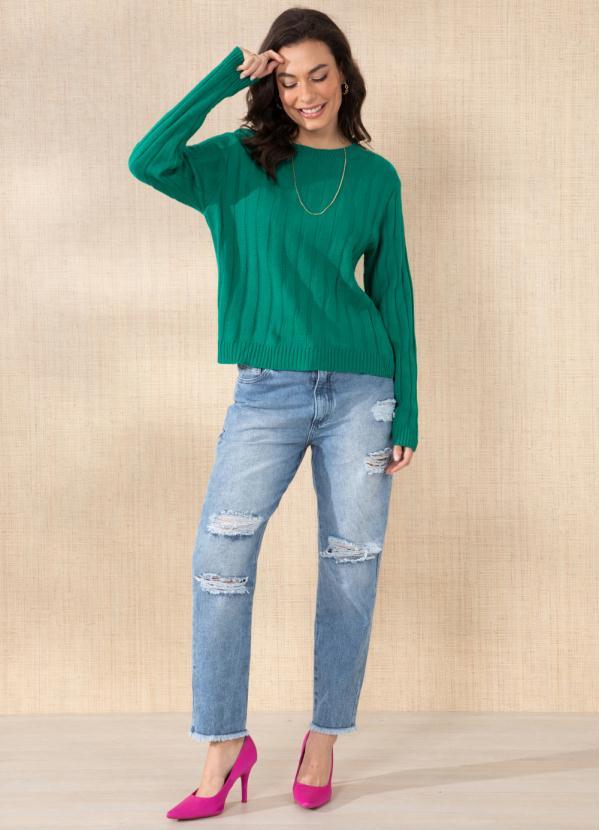 Quintess - Suéter em Tricô Canelado Verde Bandeira 9