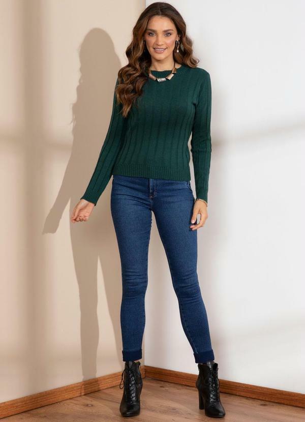 Quintess - Suéter em Tricô Canelado Verde 3