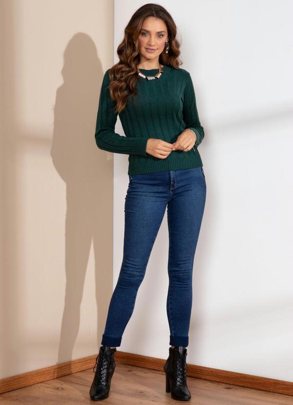 Quintess - Suéter em Tricô Canelado Verde 5