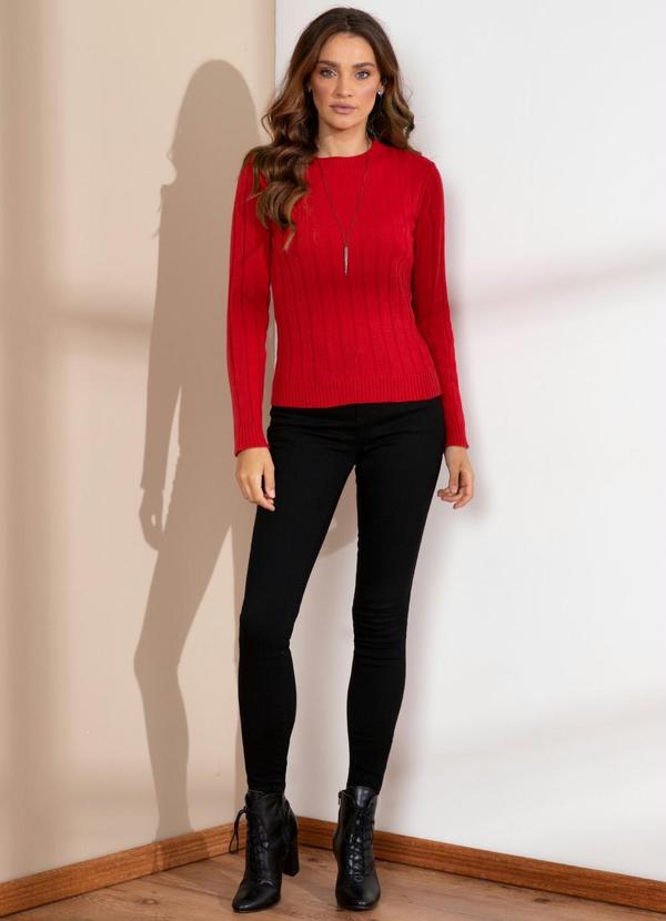 Quintess - Suéter em Tricô Canelado Vermelho 4