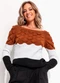 Quintess - Suéter em Tricô Turquesa Off White Marinho - variação: Caramelo/Off White/Preto
