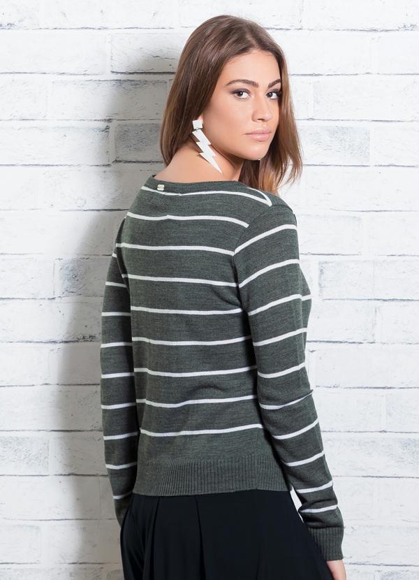 Quintess - Suéter em Tricô Listrado e Cinza 2