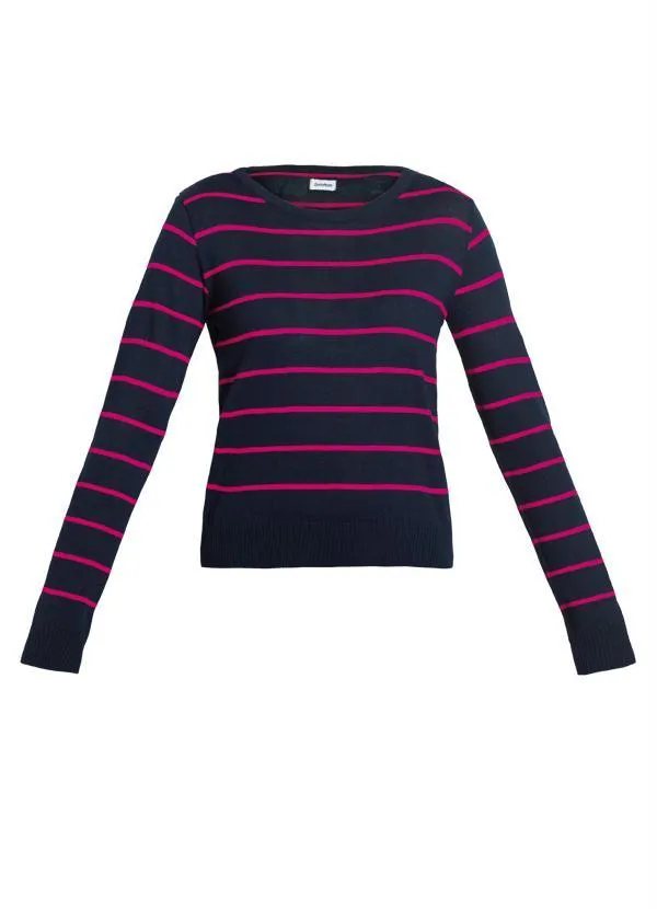 Quintess - Suéter em Tricô Listrado/Marinho/Rosa 7