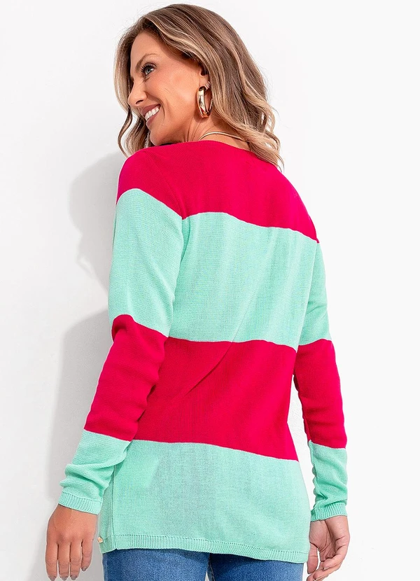 Quintess - Suéter em Tricô Pink e Menta 2