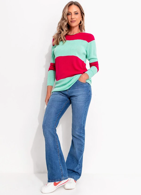 Quintess - Suéter em Tricô Pink e Menta 3