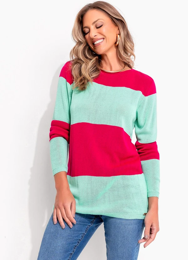 Quintess - Suéter em Tricô Pink e Menta 5