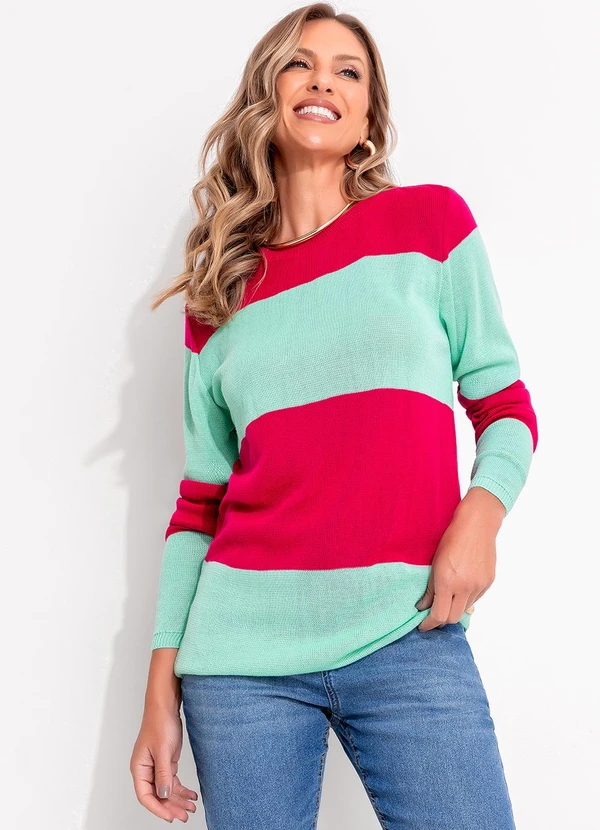 Quintess - Suéter em Tricô Pink e Menta 6