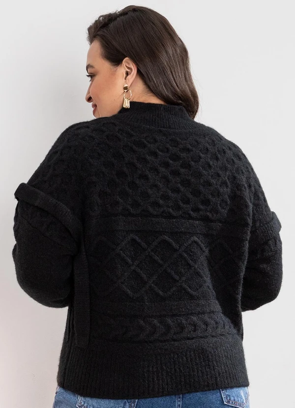 Quintess - Suéter em Tricô Preta com Textura 2