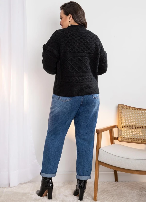 Quintess - Suéter em Tricô Preta com Textura 13