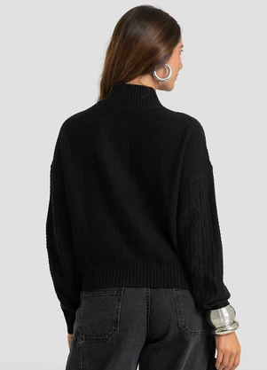 Dianna - Suéter Feminino em Tricot Gola Alta Preto - DIANNA