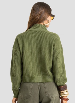 Dianna - Suéter Feminino em Tricot Gola Alta Verde - DIANNA