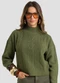 Dianna - Suéter Feminino em Tricot Gola Alta Verde - variação: Verde
