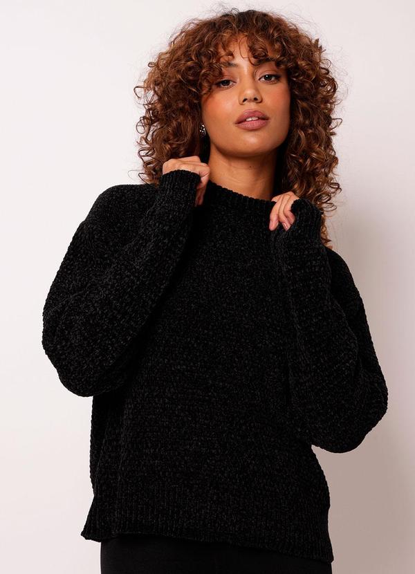 Torra - Suéter Feminino Tricô Chenille Preto