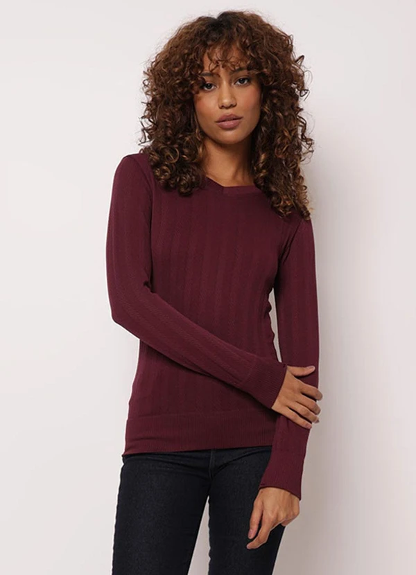 Torra - Suéter Feminino Tricô Decote V Vinho