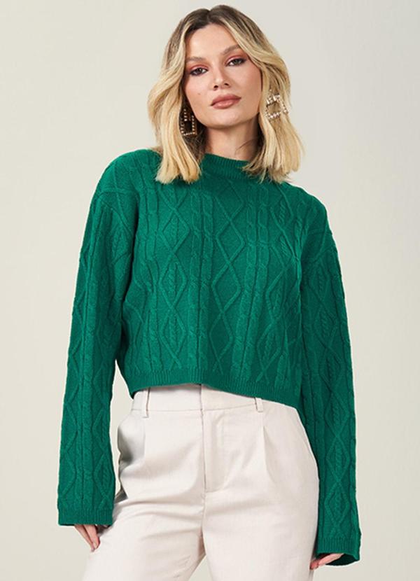 Doce Trama - Sueter Feminino Tricot Verde