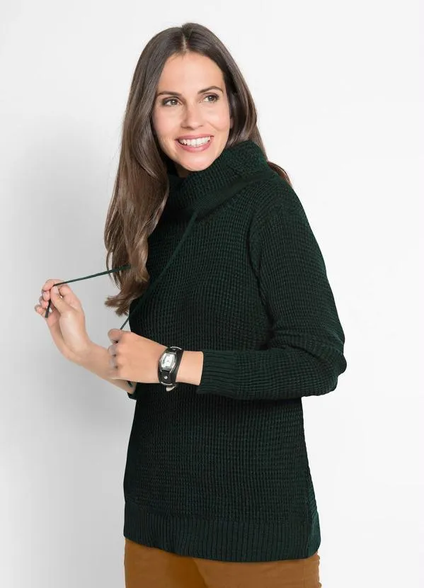 Outlet - Suéter Gola Alta com Amarração Verde