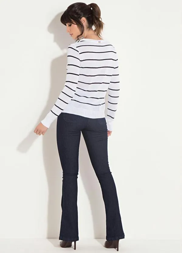 Quintess - Suéter Tricô Listrado Preto e Branco 11