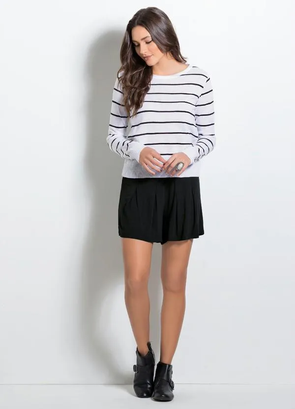 Quintess - Suéter Tricô Listrado Preto e Branco 6