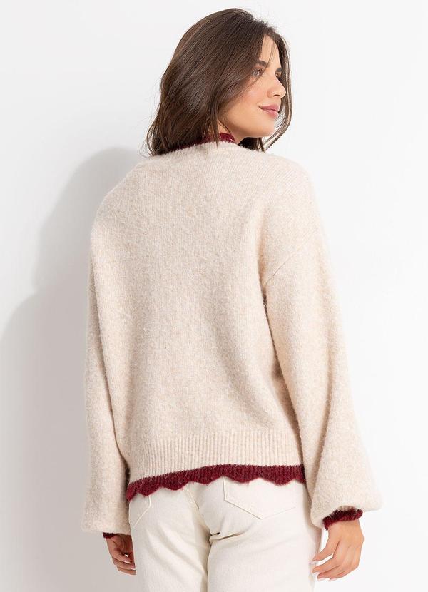 Farm - Suéter Tricot Morango Bege 2