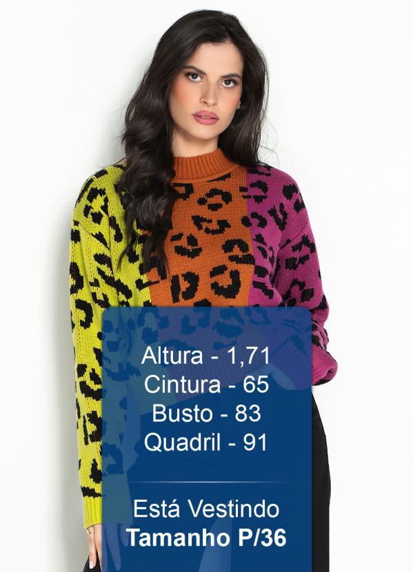 Farm - Sweater Curto de Tricot Leopardo Mix Estampado 5