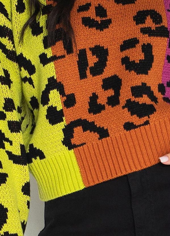 Farm - Sweater Curto de Tricot Leopardo Mix Estampado 6