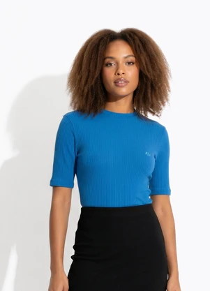 Colcci - Blusa Canelada Azul - COLCCI