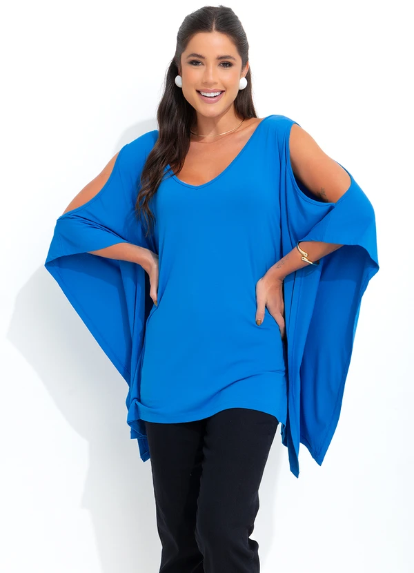 bonprix - Blusa Manga 3/4 Morcego Azul 4