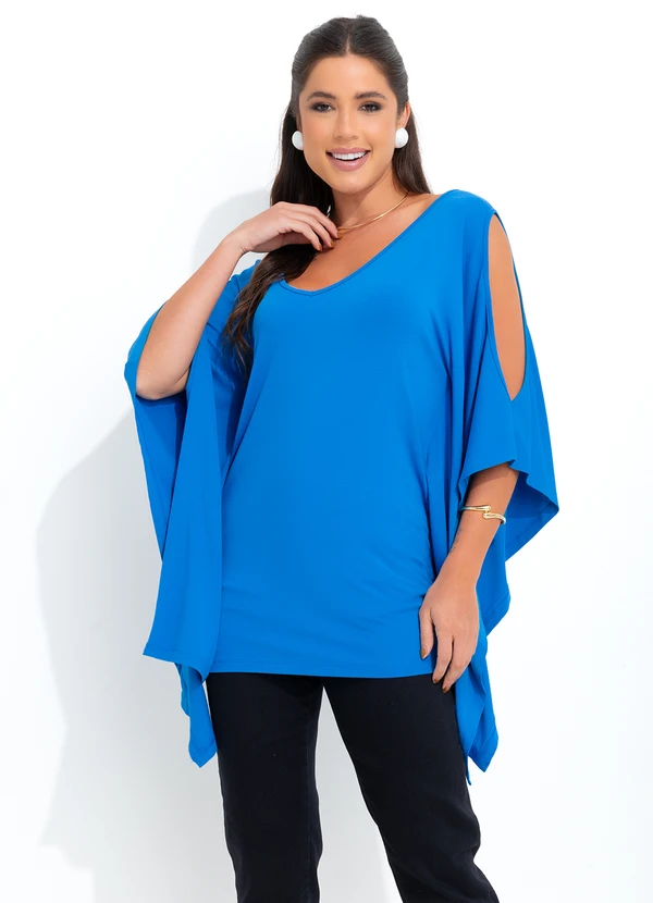 bonprix - Blusa Manga 3/4 Morcego Azul 3