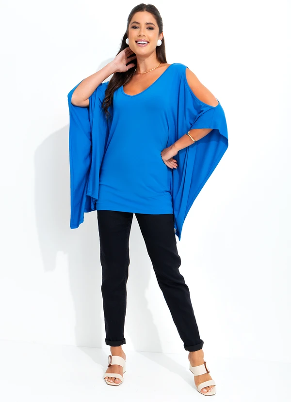 bonprix - Blusa Manga 3/4 Morcego Azul 2