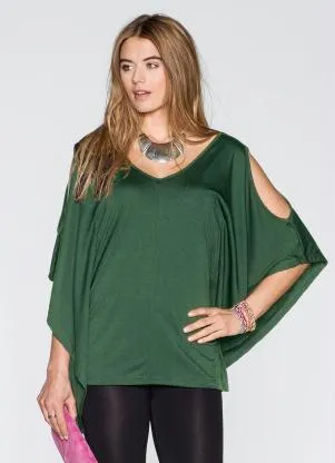 Queima Estoque - Blusa Mangas Morcedo Verde - QUEIMA ESTOQUE