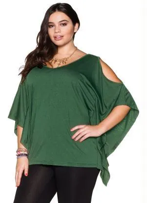 Queima Estoque - Blusa Mangas Morcedo Verde - QUEIMA ESTOQUE